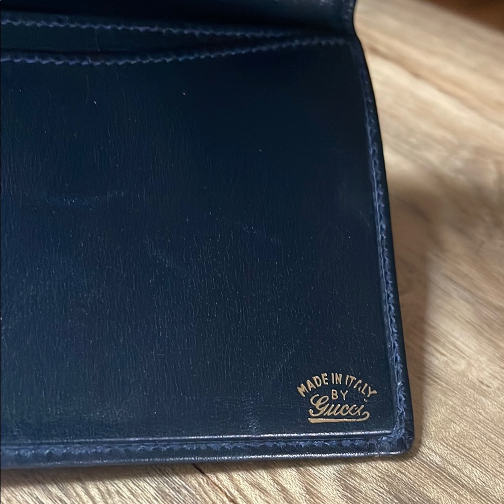 Authentic Gucci Navy Suede & Leather Vintage Wallet & Gucci Box - Picture 12 of 16